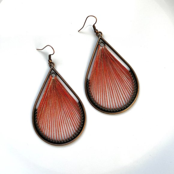 NEW "Dew" Bronze Earrings (Red) - Picture 2 of 6